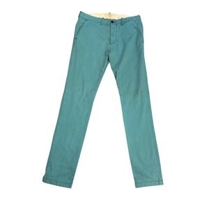 Hollister Skinny Fit Chino Pants Men Size 32x36 Teal Cotton Blend